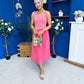 Amanda Detailed Midi Dress Coral