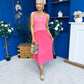 Amanda Detailed Midi Dress Coral
