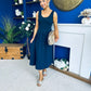 Amanda Detailed Midi Dress Navy