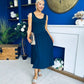 Amanda Detailed Midi Dress Navy