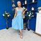 Amanda Detailed Midi Dress Sky Blue