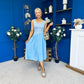 Amanda Detailed Midi Dress Sky Blue