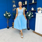 Amanda Detailed Midi Dress Sky Blue