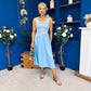 Amanda Detailed Midi Dress Sky Blue