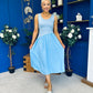 Amanda Detailed Midi Dress Sky Blue