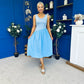 Amanda Detailed Midi Dress Sky Blue