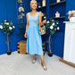 Amanda Detailed Midi Dress Sky Blue