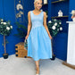 Amanda Detailed Midi Dress Sky Blue