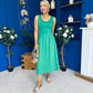 Amanda Detailed Midi Dress Emerald