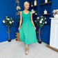 Amanda Detailed Midi Dress Emerald