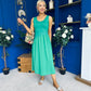 Amanda Detailed Midi Dress Emerald