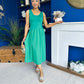 Amanda Detailed Midi Dress Emerald