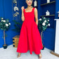 Miranda Square Neck Detailed Midi Dress Red