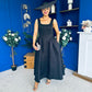 Miranda Square Neck Detailed Midi Dress Black