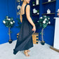 Miranda Square Neck Detailed Midi Dress Black