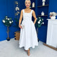 Miranda Square Neck Detailed Midi Dress White