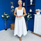 Miranda Square Neck Detailed Midi Dress White