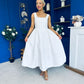 Miranda Square Neck Detailed Midi Dress White
