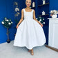 Miranda Square Neck Detailed Midi Dress White