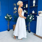 Miranda Square Neck Detailed Midi Dress White