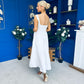 Miranda Square Neck Detailed Midi Dress White