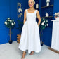 Miranda Square Neck Detailed Midi Dress White