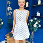 Eilish Bow Detail Mini Dress Polka Cream
