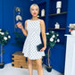 Eilish Bow Detail Mini Dress Polka Cream