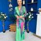 River Plunge Neck Maxi Dress Green