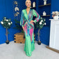 River Plunge Neck Maxi Dress Green