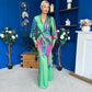 River Plunge Neck Maxi Dress Green