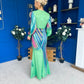 River Plunge Neck Maxi Dress Green