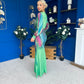 River Plunge Neck Maxi Dress Green