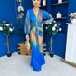River Plunge Neck Maxi Dress Blue