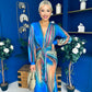 River Plunge Neck Maxi Dress Blue