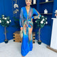 River Plunge Neck Maxi Dress Blue