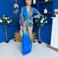 River Plunge Neck Maxi Dress Blue