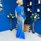 River Plunge Neck Maxi Dress Blue