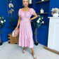 Blaine Detailed Bardot Midi Dress Polka Pink