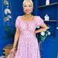 Blaine Detailed Bardot Midi Dress Polka Pink