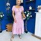 Blaine Detailed Bardot Midi Dress Polka Pink