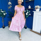 Blaine Detailed Bardot Midi Dress Polka Pink