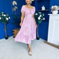 Blaine Detailed Bardot Midi Dress Polka Pink