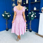 Blaine Detailed Bardot Midi Dress Polka Pink