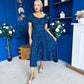 Blaine Detailed Bardot Midi Dress Polka Navy