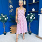 Adison Halterneck Midi Dress Coco Polka Pink