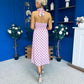 Adison Halterneck Midi Dress Coco Polka Pink