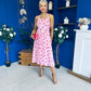 Adison Halterneck Midi Dress Red Polka Pink