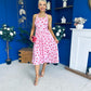 Adison Halterneck Midi Dress Red Polka Pink