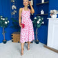 Adison Halterneck Midi Dress Red Polka Pink